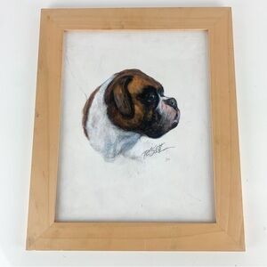 One Of A Kind Portrait Of A Boxer Dog On Board Animal Painting Framed Signed